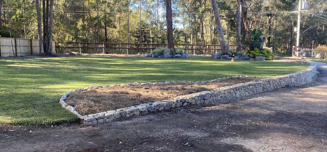 Stone Wall and Front Lawn gardens