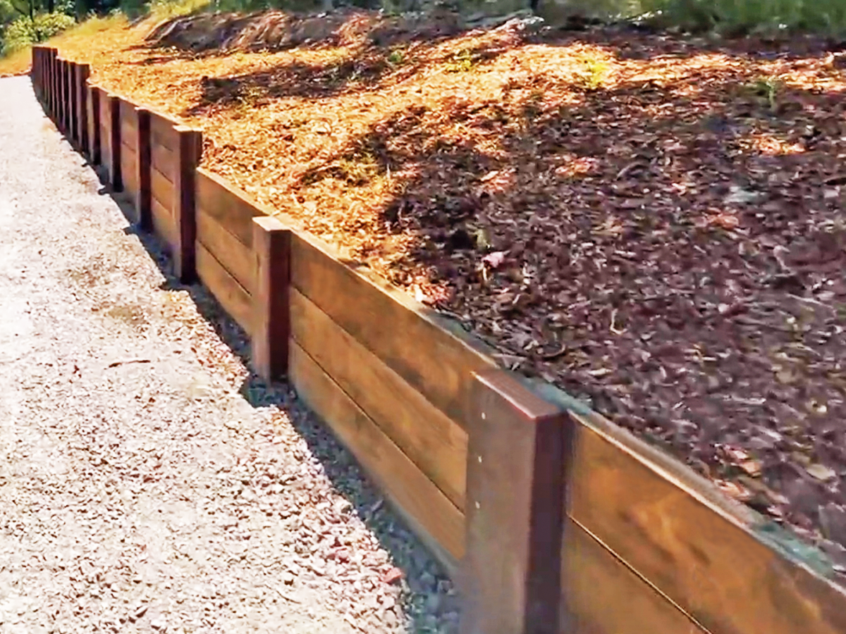 timber retaining steps landscaping